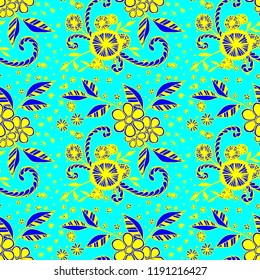 Small Flowers. Seamless Pattern in Liberty Style. Summer Floral Texture with Hand Drawn Doodles. Small Natural Rapport for Chintz, Linen, Textile. Vector Seamless Background with Wild Flowers.