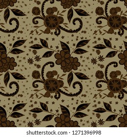 Small Flowers. Seamless Pattern in Liberty Style. Autumn Floral Texture with Hand Drawn Doodles. Small Natural Rapport for Chintz, Linen, Calico. Vector Seamless Background with Wild Flowers.