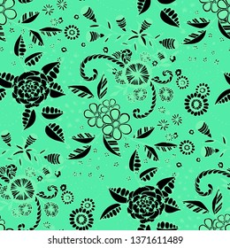 Small Flowers. Seamless Pattern in Liberty Style. Spring Floral Texture with Hand Drawn Doodle Blossoms, Leaves and Buds. Small Natural Rapport for Print, Cotton, Calico. Vector.
