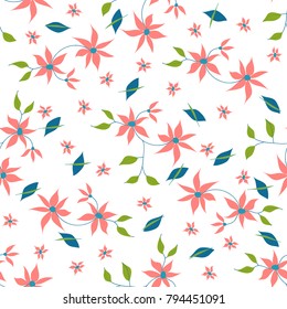 Small Flowers. Seamless Pattern in Liberty Style. Cute Floral Background for Textile, Fabric, Print. Feminine Natural Pattern with Small Floral Motives.
