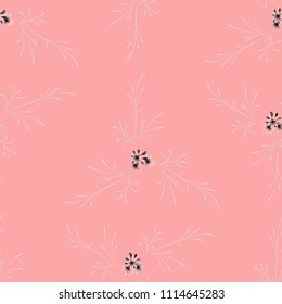 Small Flowers. Seamless Pattern with Pretty Daisy Flowers. Feminine Rapport for Linen, Textile, Wallpaper in Trendy Rustic Style. Colorful Seamless Pattern with Tiny Flowers. Vector Background.