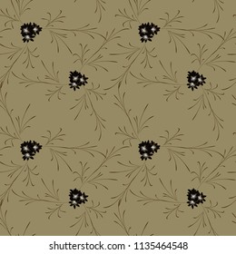 Small Flowers. Seamless Pattern with Pretty Daisy Flowers. Feminine Rapport for Linen, Fabric, Wallpaper in Trendy Liberty Style. Colorful Seamless Pattern with Tiny Flowers. Vector Background.