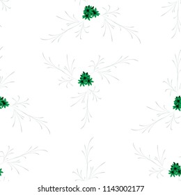 Small Flowers. Seamless Pattern with Pretty Daisy Flowers. Feminine Rapport for Linen, Fabric, Wallpaper in Trendy Rustic Style. Colorful Seamless Pattern with Tiny Flowers. Vector Background.
