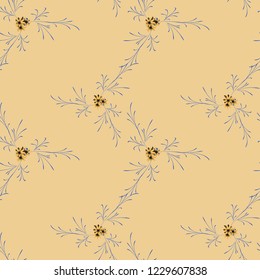 Small Flowers. Seamless Pattern with Pretty Daisy Flowers. Feminine Rapport for Linen, Textile, Fabric in Trendy Liberty Style. Colorful Seamless Pattern with Tiny Flowers. Vector Background.