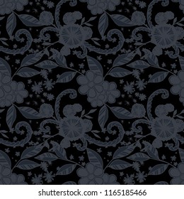 Small Flowers. Seamless Pattern in Rustic Style. Summer Floral Texture with Hand Drawn Doodles. Small Natural Rapport for Print, Cotton, Calico. Vector Seamless Background with Wild Flowers.