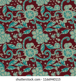 Small Flowers. Seamless Pattern in Rustic Style. Summer Floral Texture with Hand Drawn Doodles. Small Natural Rapport for Chintz, Cotton, Calico. Vector Seamless Background with Wild Flowers.