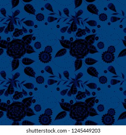 Small Flowers. Seamless Pattern in Rustic Style. Summer Floral Texture with Hand Drawn Doodle Blossoms, Leaves and Buds. Small Natural Rapport for Chintz, Cotton, Calico. Vector.