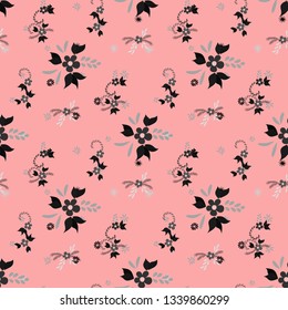 Small Flowers. Seamless Pattern with Small Simple Flowers for, Textile, Swimwear, Poster. Colorful Girlie Ornament. Bright, Trendy Texture in, Liberty Style. Background with Small Flowers.