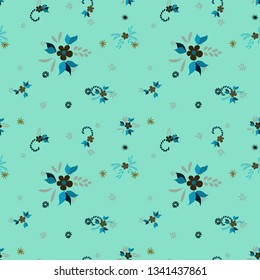 Small Flowers. Seamless Pattern with Small Simple Flowers for, Cover, Swimwear, Card. Bright, Trendy Texture in, Country Style. Colorful Feminine Ornament. Background with Small Flowers.