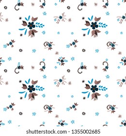 Small Flowers. Seamless Pattern with Small Simple Flowers for, Fabric, Banner, Textile. Bright, Trendy Texture in, Liberty Style. Colorful Feminine Ornament. Background with Small Flowers.