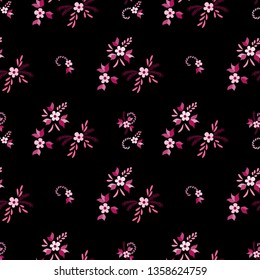 Small Flowers. Seamless Pattern with Small Simple Flowers for, Wallpaper, Curtains, Fabric. Colorful Feminine Ornament. Bright, Modern Texture in, Rustic Style. Background with Small Flowers.