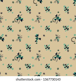 Small Flowers. Seamless Pattern with Small Simple Flowers for, Cloth, Cover, Curtains. Colorful Girlie Ornament. Bright, Retro Texture in, Liberty Style. Background with Small Flowers.