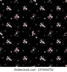 Small Flowers. Seamless Pattern with Small Simple Flowers for, Print, Card, Tablecloth. Colorful Feminine Ornament. Bright, Modern Texture in, Country Style. Background with Small Flowers.