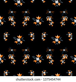 Small Flowers. Seamless Pattern with Small Simple Flowers for, Poster, Wallpaper, Dress. Colorful Feminine Ornament. Bright, Trendy Texture in, Liberty Style. Background with Small Flowers.