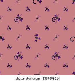Small Flowers. Seamless Pattern with Small Simple Flowers for, Swimwear, Wallpaper, Tablecloth. Bright, Trendy Texture in, Rustic Style. Colorful Girlie Ornament. Background with Small Flowers.