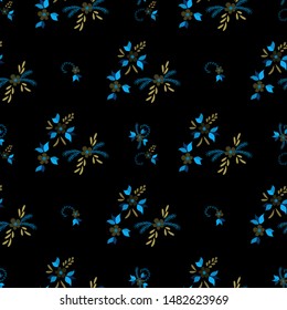 Small Flowers. Seamless Pattern with Small Simple Flowers for, Brochure, Tablecloth, Dress. Colorful Girlie Ornament. Bright, Modern Texture in, Liberty Style. Background with Small Flowers.