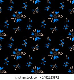 Small Flowers. Seamless Pattern with Small Simple Flowers for, Swimwear, Dress, Cover. Colorful Girlie Ornament. Bright, Trendy Texture in, Liberty Style. Background with Small Flowers.