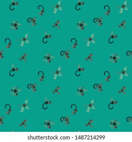 Small Flowers. Seamless Pattern with Small Simple Flowers for, Curtains, Wallpaper, Brochure. Bright, Modern Texture in, Rustic Style. Colorful Feminine Ornament. Background with Small Flowers.