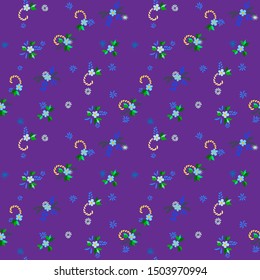 Small Flowers. Seamless Pattern with Small Simple Flowers for, Card, Cloth, Banner. Colorful Feminine Ornament. Bright, Vintage Texture in, Liberty Style. Background with Small Flowers.