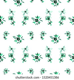 Small Flowers. Seamless Pattern with Small Simple Flowers for, Swimwear, Cloth, Wallpaper. Colorful Feminine Ornament. Bright, Modern Texture in, Country Style. Background with Small Flowers.