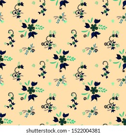 Small Flowers. Seamless Pattern with Small Simple Flowers for, Poster, Textile, Wallpaper. Colorful Girlie Ornament. Bright, Vintage Texture in, Country Style. Background with Small Flowers.