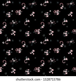 Small Flowers. Seamless Pattern with Small Simple Flowers for, Poster, Cover, Print. 