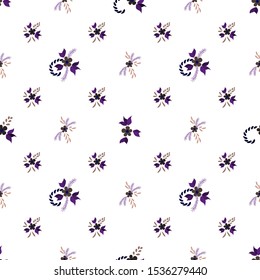 Small Flowers. Seamless Pattern with Small Simple Flowers for, Paper, Cover, Dress. Bright, Vintage Texture in, Country Style. Colorful Feminine Ornament. Background with Small Flowers.