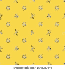 Small Flowers. Seamless Pattern with Small Simple Flowers for, Wallpaper, Textile, Poster. Bright, Trendy Texture in, Country Style. Colorful Girlie Ornament. Background with Small Flowers.