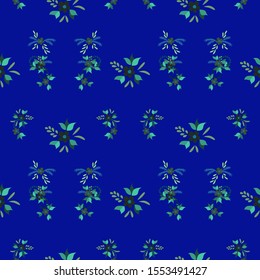 Small Flowers. Seamless Pattern with Small Simple Flowers for, Swimwear, Paper, Dress. Bright, Vintage Texture in, Country Style. Colorful Feminine Ornament. Background with Small Flowers.