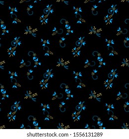 Small Flowers. Seamless Pattern with Small Simple Flowers for, Fabric, Print, Tablecloth. Bright, Modern Texture in, Rustic Style. Colorful Feminine Ornament. Background with Small Flowers.