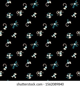 Small Flowers. Seamless Pattern with Small Simple Flowers for, Paper, Wallpaper, Curtains. Colorful Feminine Ornament. Bright, Vintage Texture in, Country Style. Background with Small Flowers.