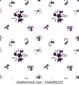 Small Flowers. Seamless Pattern with Small Simple Flowers for, Curtains, Swimwear, Cover. Bright, Modern Texture in, Country Style. Colorful Feminine Ornament. Background with Small Flowers.