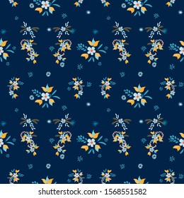 Small Flowers. Seamless Pattern with Small Simple Flowers for, Poster, Textile, Cover. Colorful Feminine Ornament. Bright, Trendy Texture in, Rustic Style. Background with Small Flowers.