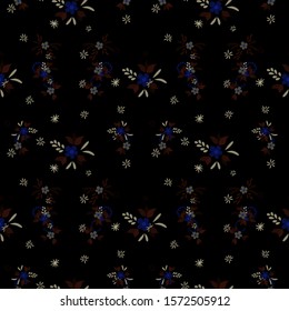 Small Flowers. Seamless Pattern with Small Simple Flowers for, Curtains, Print, Wallpaper. Colorful Girlie Ornament. Bright, Modern Texture in, Country Style. Background with Small Flowers.