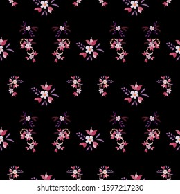 Small Flowers. Seamless Pattern with Small Simple Flowers for, Banner, Swimwear, Dress. Colorful Girlie Ornament. Bright, Modern Texture in, Country Style. Background with Small Flowers.