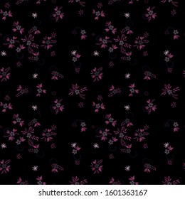 Small Flowers. Seamless Pattern with Small Simple Flowers for, Brochure, Paper, Print. Colorful Girlie Ornament. Bright, Vintage Texture in, Rustic Style. Background with Small Flowers.