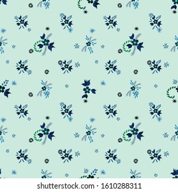 Small Flowers. Seamless Pattern with Small Simple Flowers 