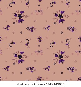 Small Flowers. Seamless Pattern with Small Simple Flowers for, Cloth, Poster, Dress. Colorful Girlie Ornament. Bright, Retro Texture in, Liberty Style. Background with Small Flowers.