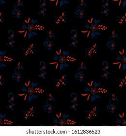 Small Flowers. Seamless Pattern with Small Simple Flowers for, Curtains, Cover, Cloth. Bright, Trendy Texture in, Country Style. Colorful Girlie Ornament. Background with Small Flowers.