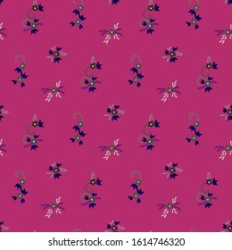 Small Flowers. Seamless Pattern with Small Simple Flowers for, Cloth, Wallpaper, Fabric. Bright, Vintage Texture in, Country Style. Colorful Feminine Ornament. Background with Small Flowers.