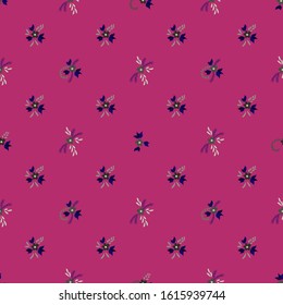 Small Flowers. Seamless Pattern with Small Simple Flowers for, Wallpaper, Cloth, Paper. Bright, Modern Texture in, Country Style. Colorful Feminine Ornament. Background with Small Flowers.