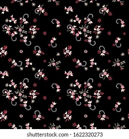 Small Flowers. Seamless Pattern with Small Simple Flowers for, Textile, Curtains, Banner. Colorful Girlie Ornament. Bright, Trendy Texture in, Country Style. Background with Small Flowers.
