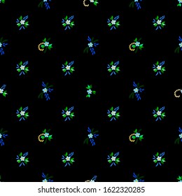 Small Flowers. Seamless Pattern with Small Simple Flowers for, Wallpaper, Tablecloth, Print. Bright, Trendy Texture in, Rustic Style. Colorful Feminine Ornament. Background with Small Flowers.