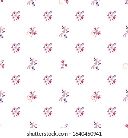 Small Flowers. Seamless Pattern with Small Simple Flowers for, Card, Fabric, Cloth. Colorful Feminine Ornament. Bright, Vintage Texture in, Rustic Style. Background with Small Flowers.