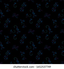 Small Flowers. Seamless Pattern with Small Simple Flowers for, Textile, Fabric, Cloth. Bright, Vintage Texture in, Liberty Style. Colorful Feminine Ornament. Background with Small Flowers.