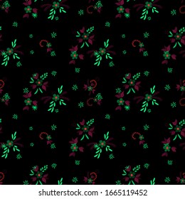 Small Flowers. Seamless Pattern with Small Simple Flowers for, Dress, Fabric, Textile. Bright, Trendy Texture in, Country Style. Colorful Feminine Ornament. Background with Small Flowers.
