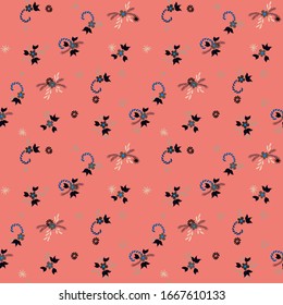 Flores pequeñas. Patrón sin inconvenientes con pequeñas flores simples para, afiche, ropa de baño, tela. Ornamento Girlie colorido. Textura moderna y brillante en, estilo de libertad. Fondo con flores pequeñas.