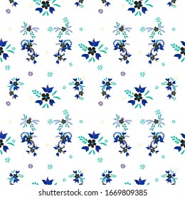 Small Flowers. Seamless Pattern with Small Simple Flowers for, Dress, Wallpaper, Curtains. Bright, Trendy Texture in, Country Style. Colorful Girlie Ornament. Background with Small Flowers.