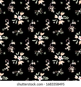 Small Flowers. Seamless Pattern with Small Simple Flowers for, Banner, Wallpaper, Poster. Colorful Girlie Ornament. Bright, Trendy Texture in, Country Style. Background with Small Flowers.