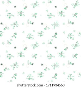 Small Flowers. Seamless Pattern with Small Simple Flowers for, Cover, Brochure, Wallpaper. Bright, Vintage Texture in, Country Style. Colorful Girlie Ornament. Background with Small Flowers.